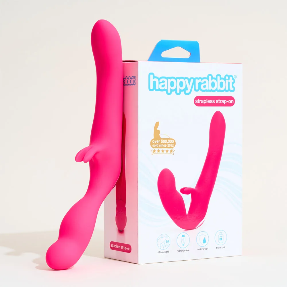 Strap-on Happy Rabbit (15 modes, flexible ears, strapless), from our strap-on picks