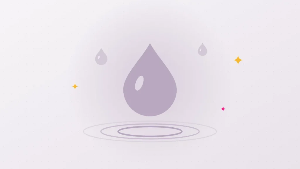 Illustration of a large clear drop and concentric ripples below it, to talk about female ejaculation without showing anything explicit