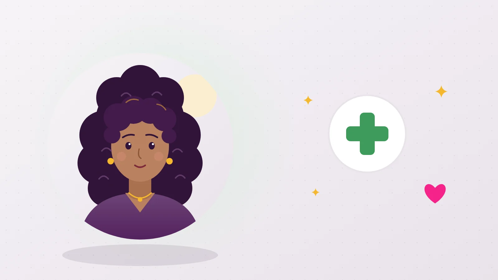 Illustration of Liora next to a green health cross, a reminder that a prostate massage never replaces medical advice