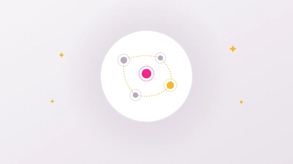 Illustration of a map of erogenous zones, a pale disc crossed by a dotted golden thread linking points of sensitivity
